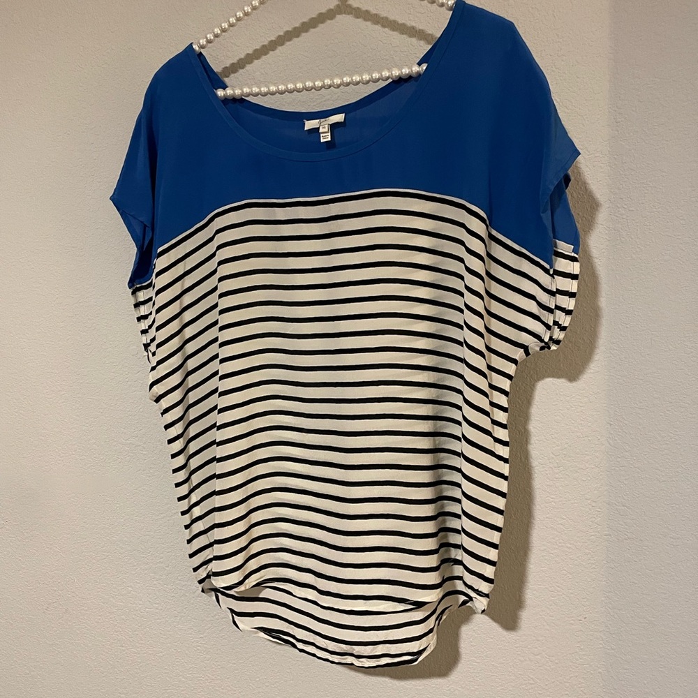 Joie Blue and Black Boxy Blouse